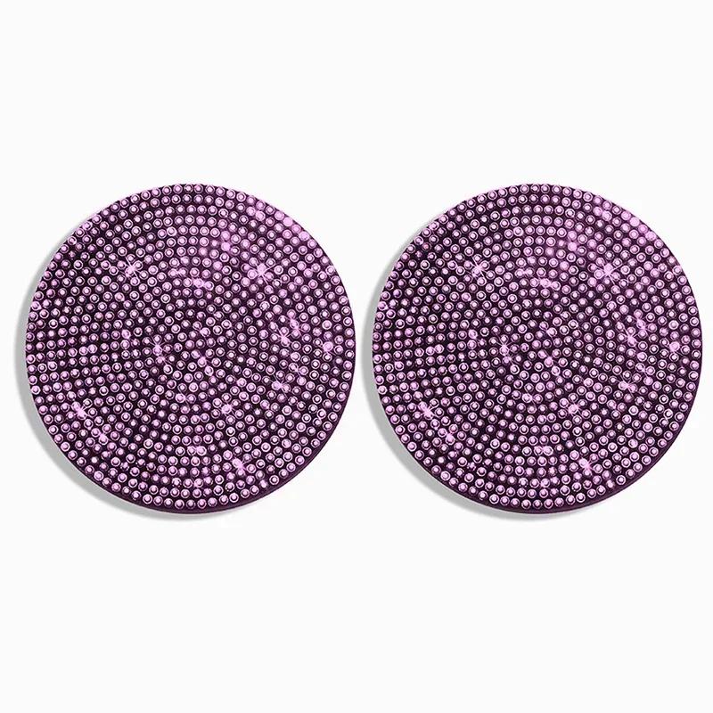 2PCS Diamond Car Coaster Non-Slip Mat Water Holder Cup Slot Silica Gel Pad Cup Mat Gadget Bling Waterproof Interior Accessories
