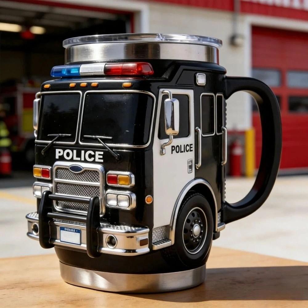 450ML Capacity Fire Rescue Mug Stainless Steel Ambulance/Police Car Designs Firefighting Coffee Mugs Handcrafted