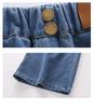Girls' Patchwork Denim Wide-Leg Pants - Autumn/Winter 2025 Korean Style for Children