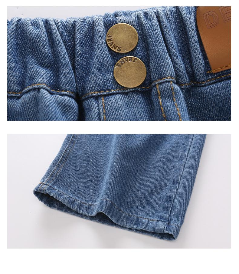 Girls' Patchwork Denim Wide-Leg Pants - Autumn/Winter 2025 Korean Style for Children