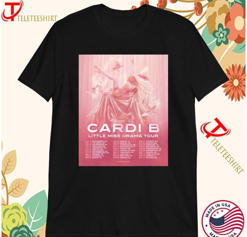 2026 Cardi B Litte Miss Drama Tour черная футболка Все размеры 1F2549 Унисекс футболка M