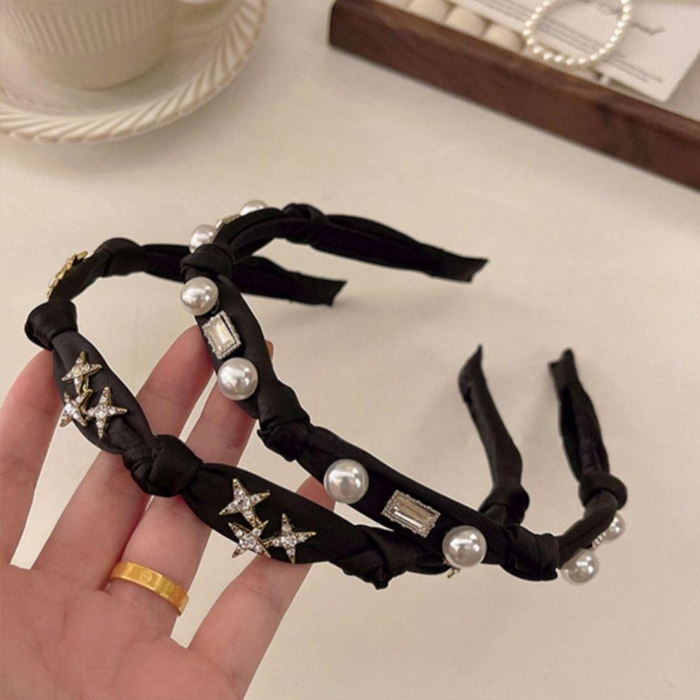 

Middle Knot Star Hair Hoop Crystal Beads Hair Accessories Fashion Pearls Hairband Girls