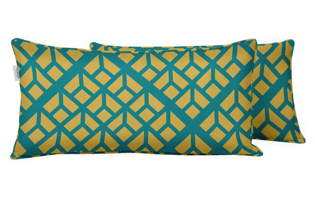 Vargottam Indoor Outdoor Polyester Fabric Lumbar Pillow Cover With Insert, All-Weather Waterproof Rectangular Cushion for Patio Furniture