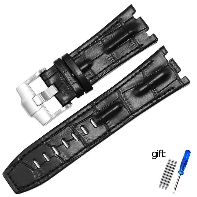 Genuine Leather watch Strap For AP  15703 Royal Oak Offshore Series 28mm Black Brown Blue Watchbands accessories men