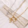 Paperclip Charm Necklace for Women, Gold Chunky Charm Necklaces Starfish Seashell Jewelry Charms Boho Gift Minimalism Metallic Style