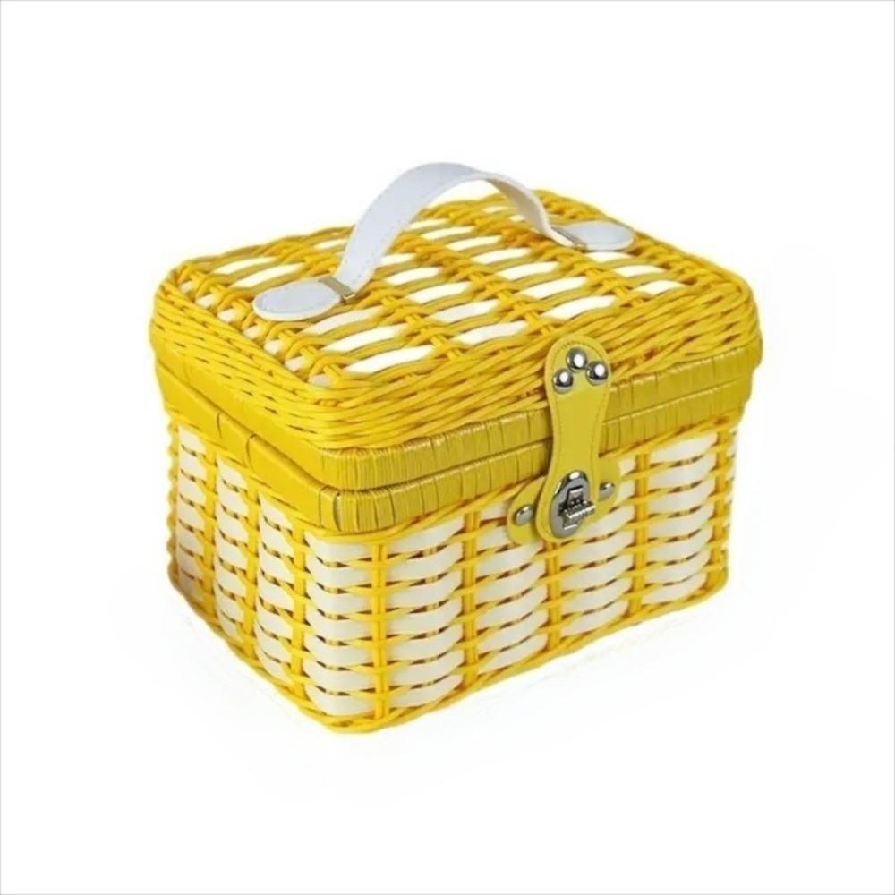 New Rattan Woven Hand-held Basket Portable with Lid Storage Basket Packaging Box for Wedding Gifts and Holiday Packaging
