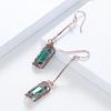 Women Zinc Alloy Jewelry Cylinder Shape Vintage Green Glass Hook Dangle Earring Accessories