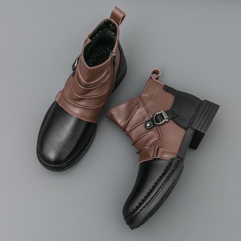 

Дизайнерские новые мужские ботильоны смешанных цветов с пряжкой на ремне, дизайнерские боты в британском стиле, высокие, в стиле панк-рок, мотоциклетные ботинки 38 чёрный