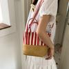 Lässige Tragetasche mit großem Fassungsvermögen, Damenmode, gestreifte Canvas, kontrastfarbig, vielseitige Schulter-Umhängetasche