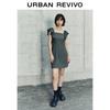 UR 2024 Summer Retro Puff Sleeve Pleated Dress