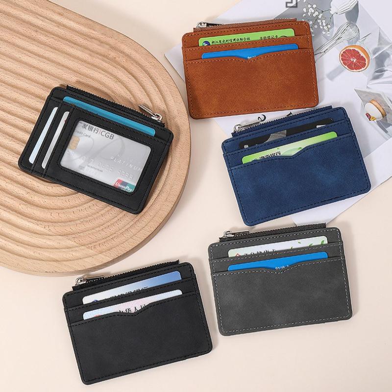 Multi-slot Small Mini Travel PU Leather Credit Card Holder Wallet Ultra-thin Business Id Card Cover Case for Men Women