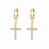 CRMYA Vintage Piercing Ear CZ Zircon Cross Earring Gold Silver Filled Drop Earrings For Women Hoop Earings Jewelry Wholesale