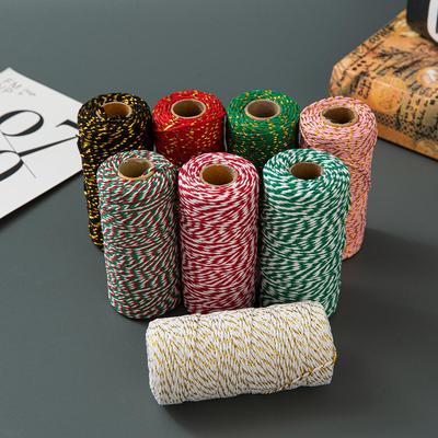 2mm Two-Color Cotton Cord for DIY Crafts, Christmas Decoration, Gift Wrapping, Baking, and Tags.