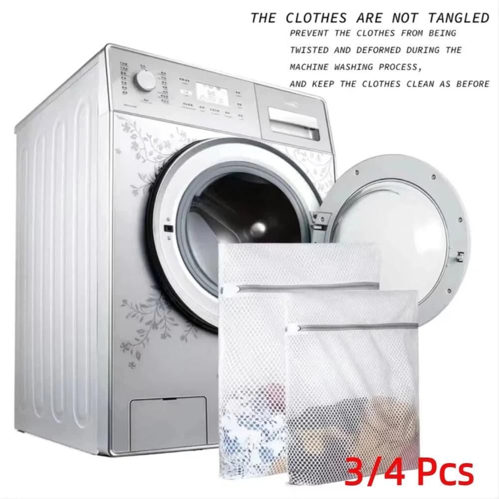 3/4Pcs Zippered Closure Delicates Laundry Wash Bag Clothing Organizer  Underwear Storage