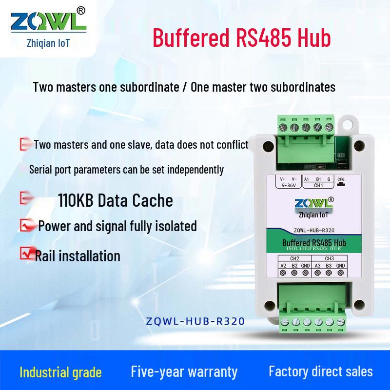 Industrial Isolated RS485 Modbus Multi-Master Hub Repeater R320