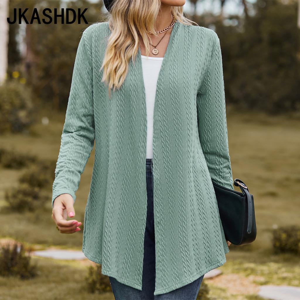 JKASHDK Moda damă ocazional toamnă iarnă imprimeu culoare uni cu mânecă lungă top lejer Bluze și cămăși