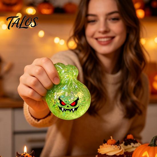 Stress Relief Ball Halloween Bun Squeeze Ball, Slow Rising Toy with Steamer, Soft Creative Gifts for Sensory Fidget Cute Ghost Faces, Decompression