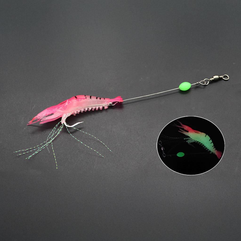 Simulation Shrimp Soft Lures Luminous Swimbait Shrimp Fishing Lure with Hooks for Bass Trout Bream & Pickerel