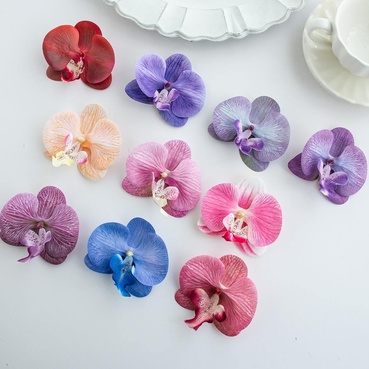 

Butterfly Orchid Artificial Flowers Hot Sale Items Festival Wedding Bridal Accessories Headwear air clips Diy gift Box Scrapbook 10 Pieces