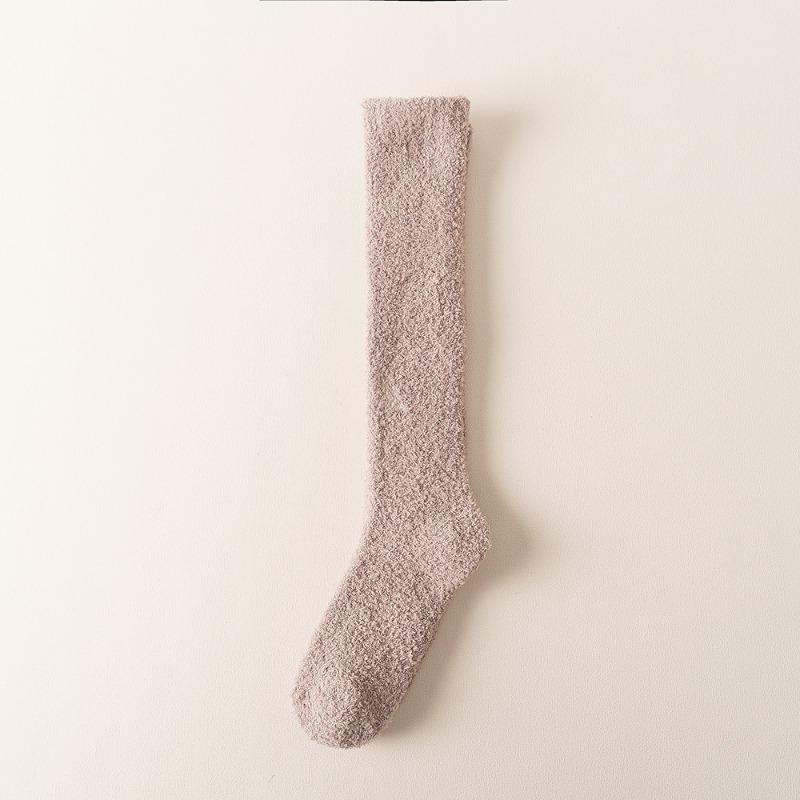 Female Autumn and Winter Add Velvet and Thick Home Floor Sleeping Month Son Warm Long Leg Socks