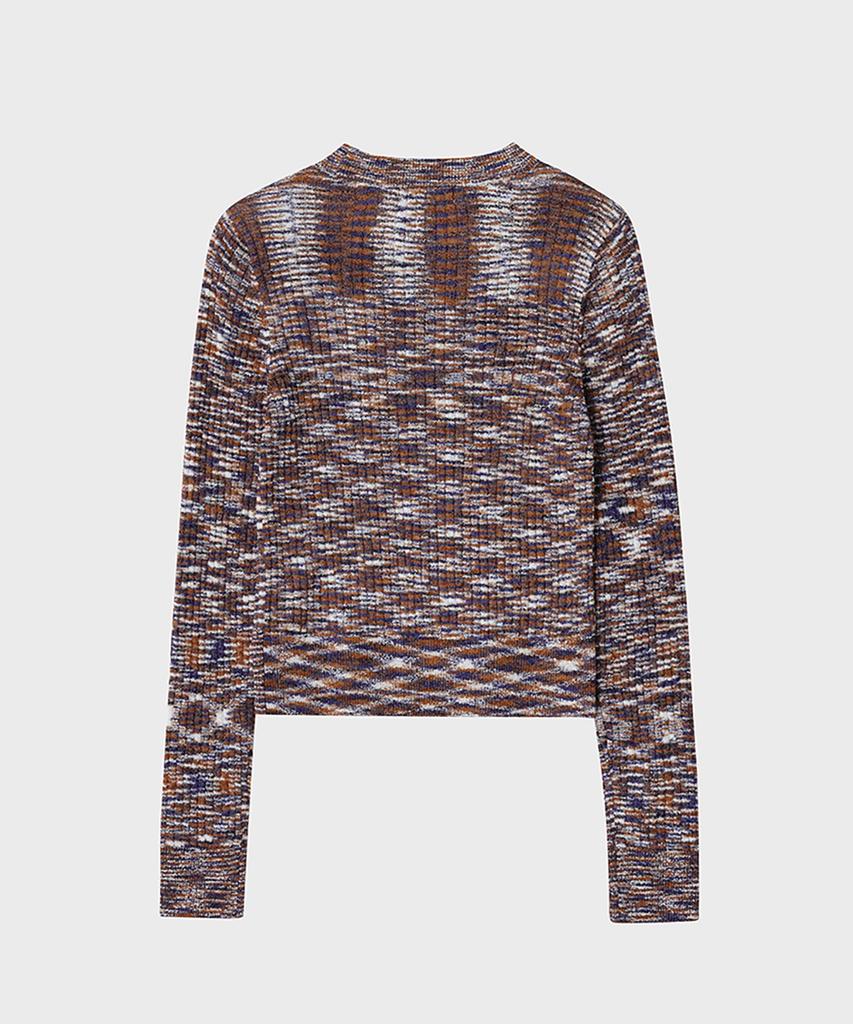 NOIRER FOR WOMAN Multi-Color Ribbed Crop Knit (Multi-Navy)