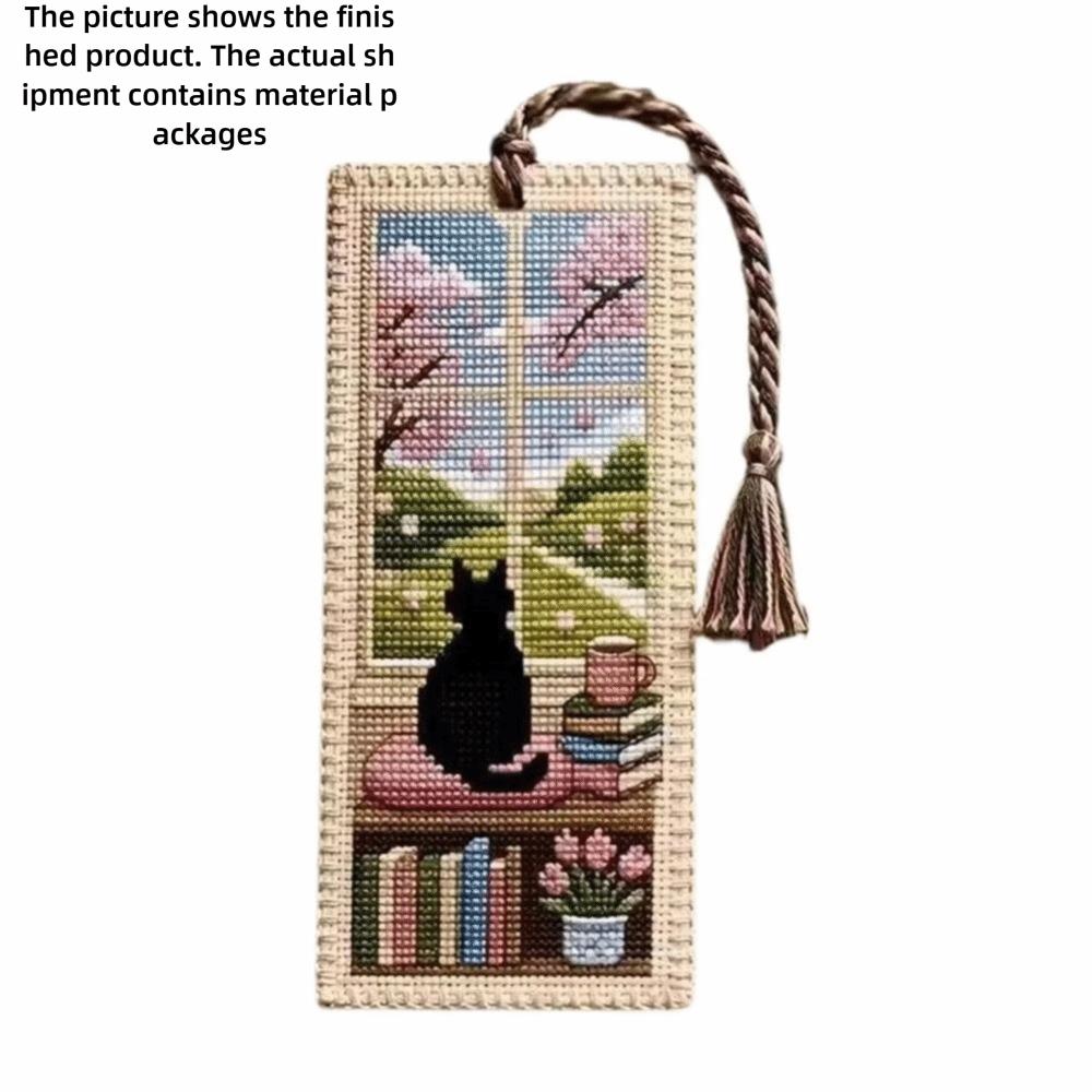 Handcrafted Embroidery Page Marker Seasonal Cat Book Page Marker  for Book Lovers