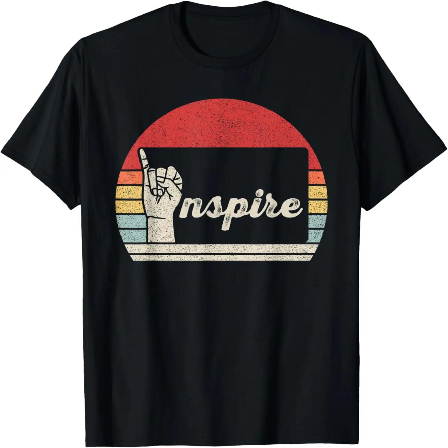 Vintage Retro American Sign Language Inspire ASL T-Shirt XXXXXL чёрный