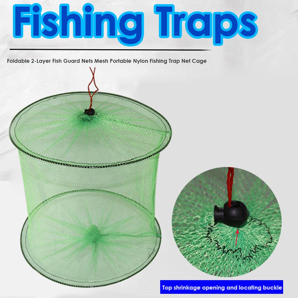 Outdoor 2-Layer Fishing Trap Net Nylon Fish Crab Guard Mesh Fish Accessories