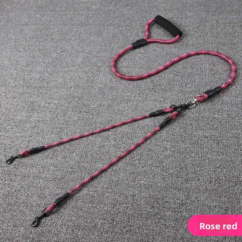 Pet Double-headed Dog Leash with Wavy Pattern, One Drag and Two Traction Rope, Anti-tangling and Detachable