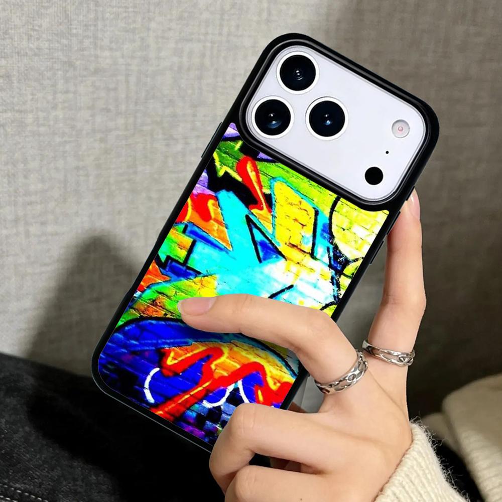Capa Case for iPhone 17 Air 16 Pro Max 15 Plus 11 13 Mini 14 12 Back Phone Cover Graffiti
