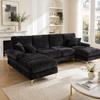 (Stary numer SKU:W1880S00025)Nowoczesna Duża Sekcyjna Sofa w Kształcie Litery U z Chenille z Podwójnymi Siedziskami Chaise do Salonu Sypialni Biura Willi Domu przy Kominku