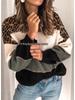 Maglione a blocchi di colore largo con scollo rotondo taglie forti da donna, collezione Primavera 2025, europeo e americano
