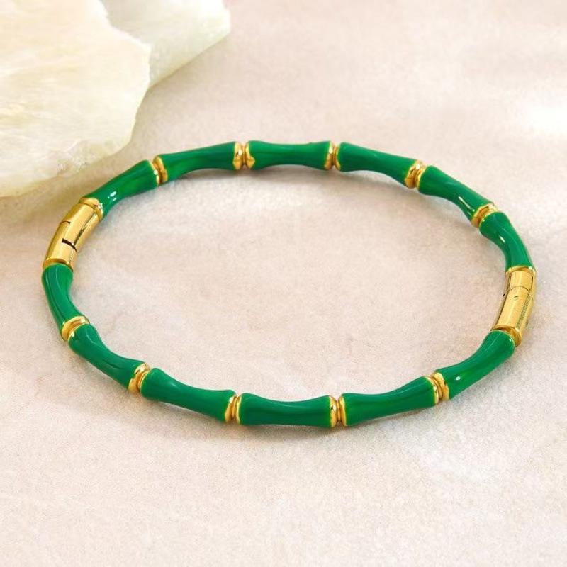 Women's Bamboo Joint Titanium Steel Oil Drip Bracelet: Simple, Durable, Fade-Resistant Stainless Steel