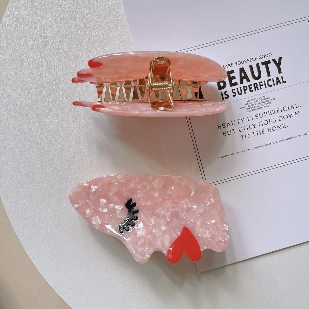 Akryl Macaron Håndflate Ansikt Skive Hårklemme Vind Hestehale Hårnål Morsom Morsom Hodeplagg