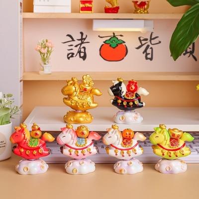 Resin Rotatable Pony Figurine Unique Cartoon Horse Shape Ornament Vivid Design Exquisite Crack-resistant Figurine