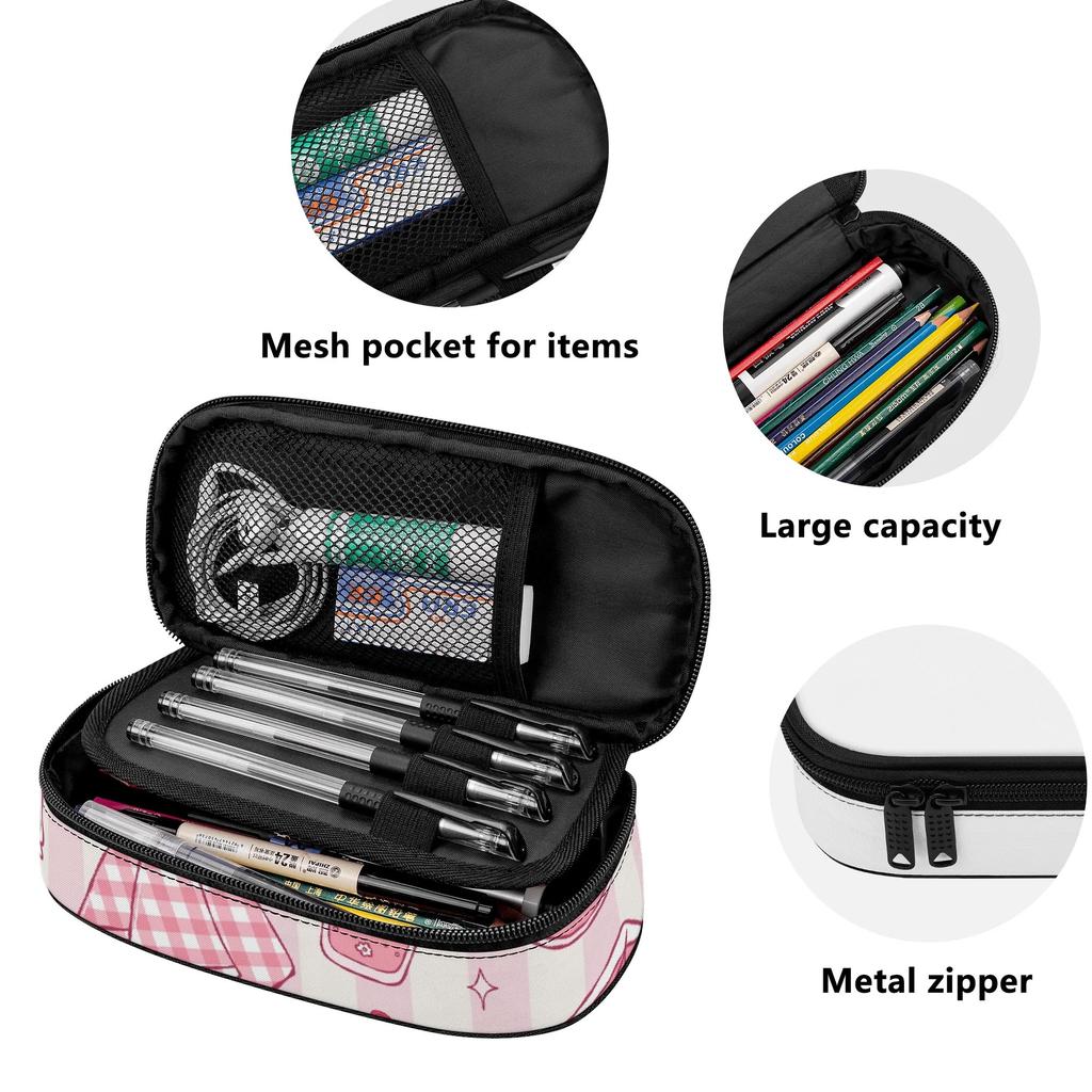 Pencil Case Smooth Zipper Large Storage Space 300D Polyester with Main Compartment Mesh Pocket and Pen Slots for Daily School Use