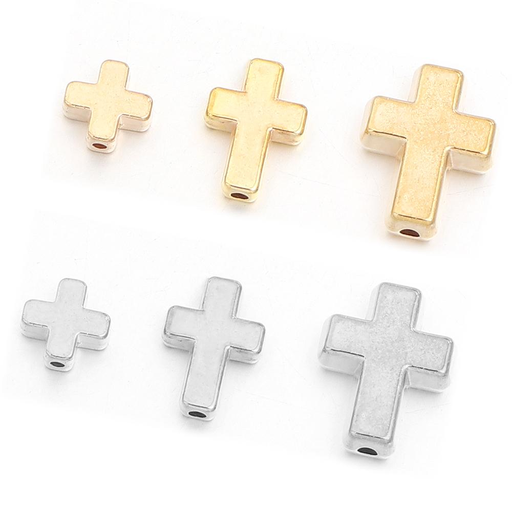 50-100pcs/lot Gold Silver Color CCB Cross Beads Plastic Loose Spacer Beads For Jewelry Making DIY Bracelet Necklace Accessories