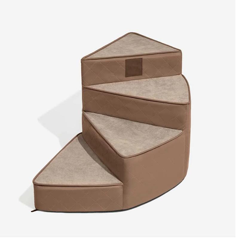 Water-Repellent Faux Leather Pet Stairs 2/3/4 Step Non-Slip Dog/Cat Ramp Ladder Removable Spiral Small Dog Steps Pet Supplies