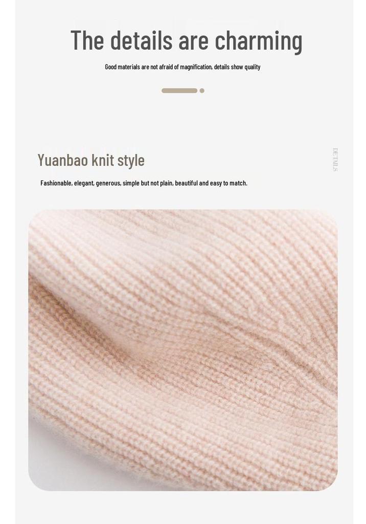 Women's 100% Pure Cashmere Korean Style Striped Hat - Hand-Knitted, Warm, Brimless Dome for Autumn & Winter