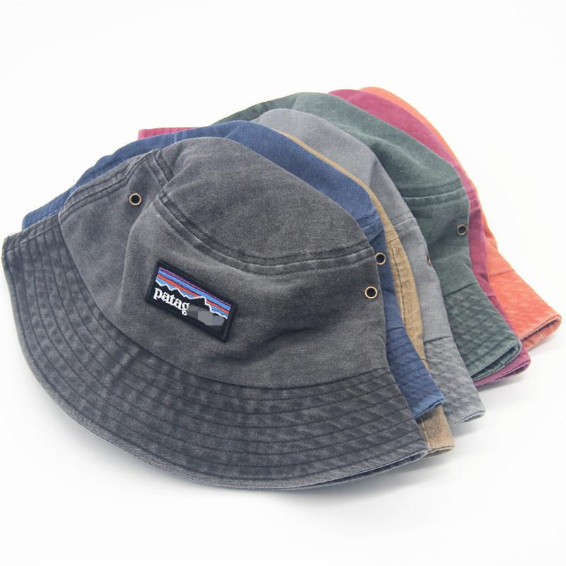 Bavlněný klobouk typu bucket hat s vyšívanými písmeny pro ochranu před sluncem a pro volný čas