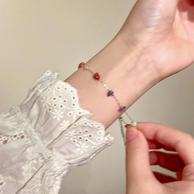 Bohemian Acrylic Bead Charm Necklace Fashion Crystal Irregular Stone Clavicle Chain Bracelets Handmade Jewelry for Women