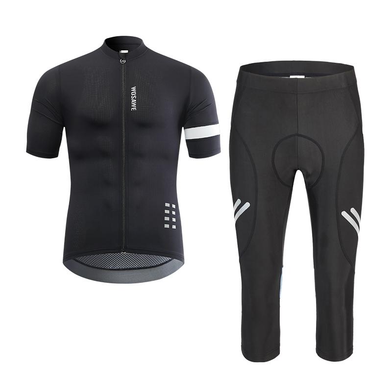 

WOSAWE Мужские трикотажные изделия с коротким рукавом для езды на шоссейном велосипеде Дышащие топы Спортивная одежда Рубашки Летние велосипедные комплекты Гелевые шорты Светоотражающий велосипедный наряд 3XL синий