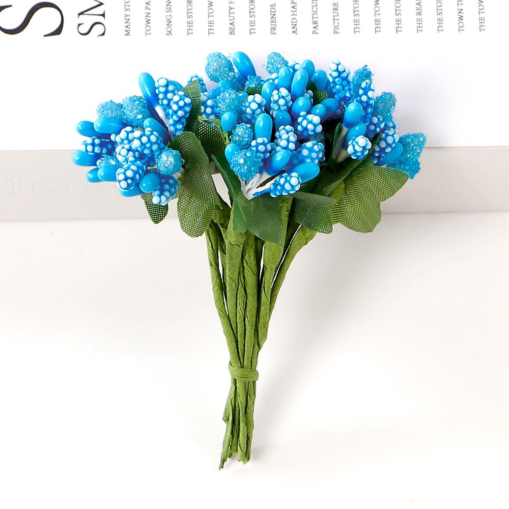 12 Piezas/Lote Flor Artificial Baya Estambre Bordado Hecho a Mano Decoración de Boda Decoración de Navidad Accesorios para Corona de Flores DIY