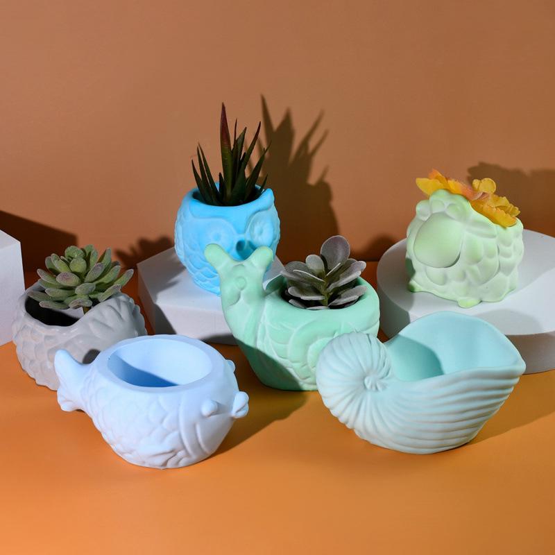DIY Tiervasen-Serie: Schnecke, Eule, Muschel, Igel, Kugelfisch Sukkulenten Pflanzgefäß Epoxidharz Form