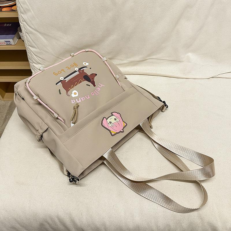 Sweet Beauty Large Canvas Bag Style Japanese Female CampusUses Make Up Bag Cartoon Bag Korean Version of Fresh Female Shoulder Bag Fit
