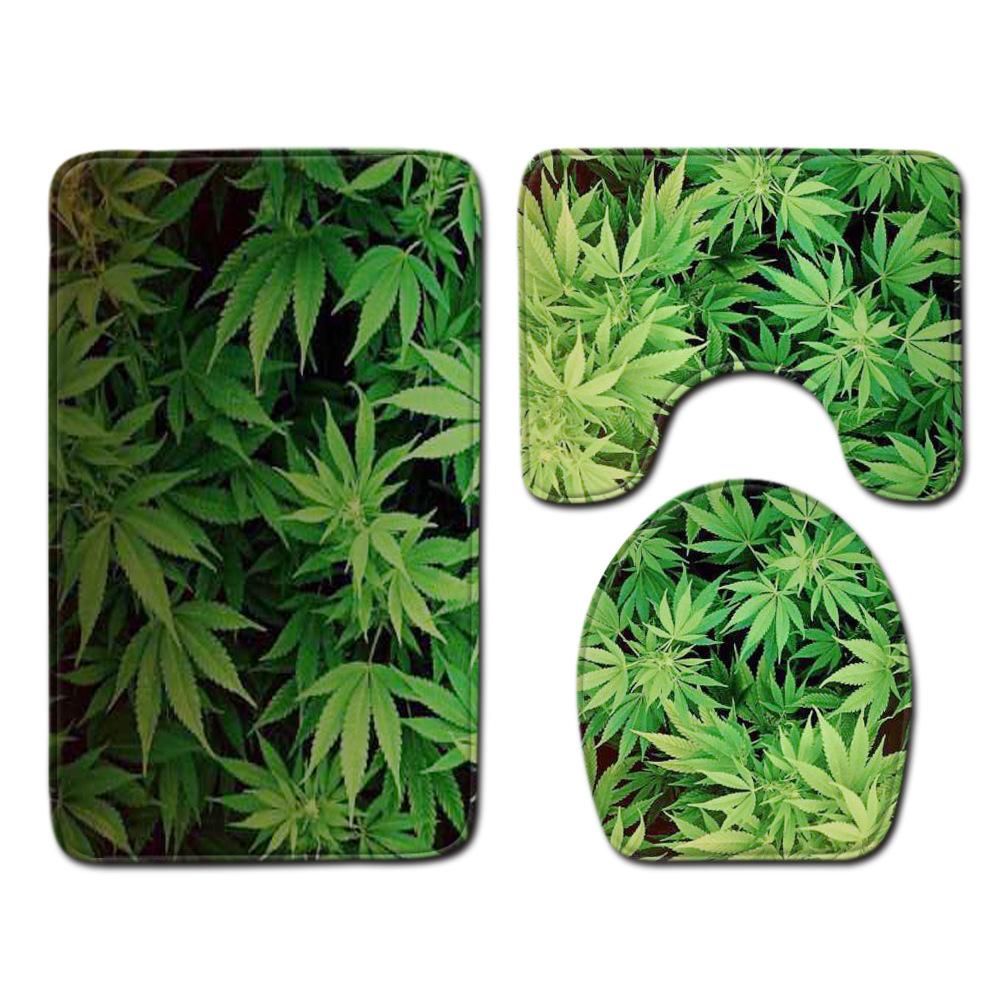 Peony Toilet Three-Piece Bathroom Floor Mat Doormat Combination