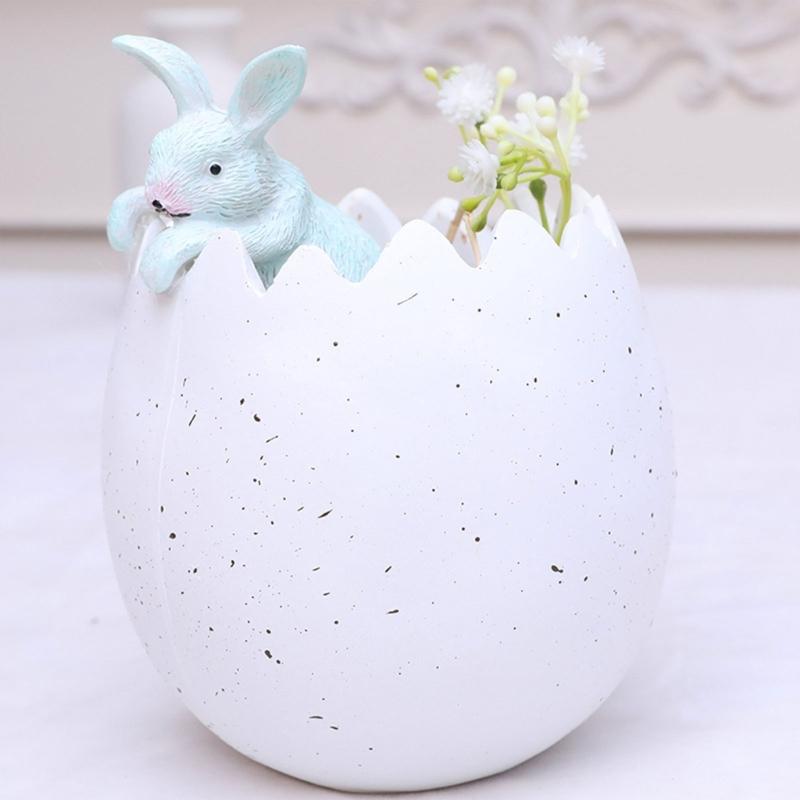 Cute Easters Bunnies and Eggshell Planter Funny Succulents Plant Flower Pots Indoor Bonsais Holder Container Decors