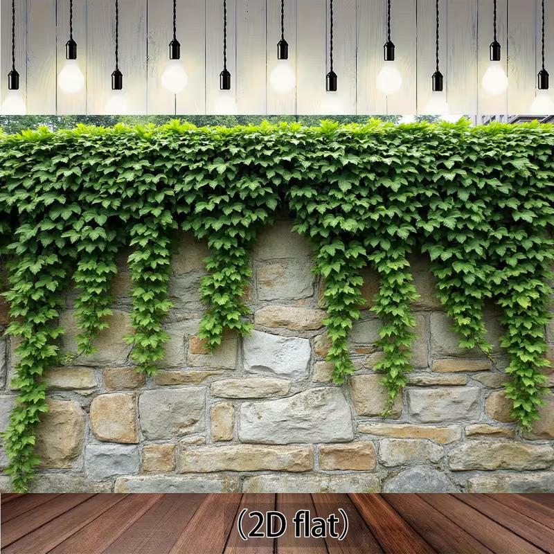 2D Rough Stone Wall Cascading Green Ivy Photography Backdrop 47.2x31.5inch/120*80cm