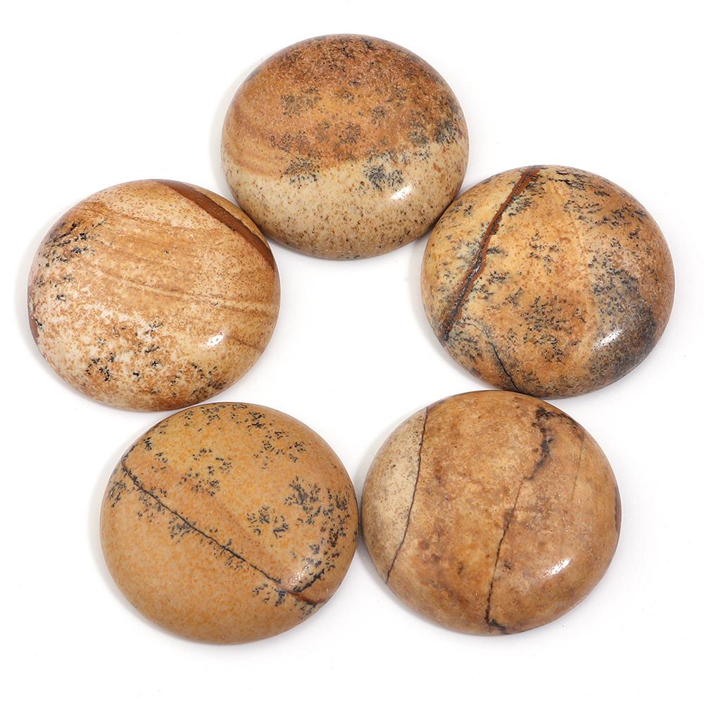 5/10 Stück Naturstein Cabochon 4-25mm Bildstein Runde Flache Rückseite Cabochon Perlen Für Schmuckherstellung DIY Ring Anhänger Zubehör