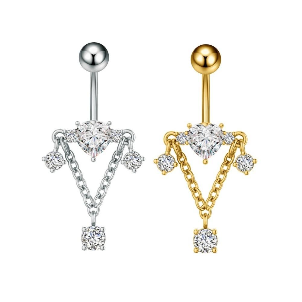 Edelstahl Gem Bauchnabelpiercing Eleganter Glänzender Körperschmuck Neuer Kristallkugel Bauchnabelringe Damen